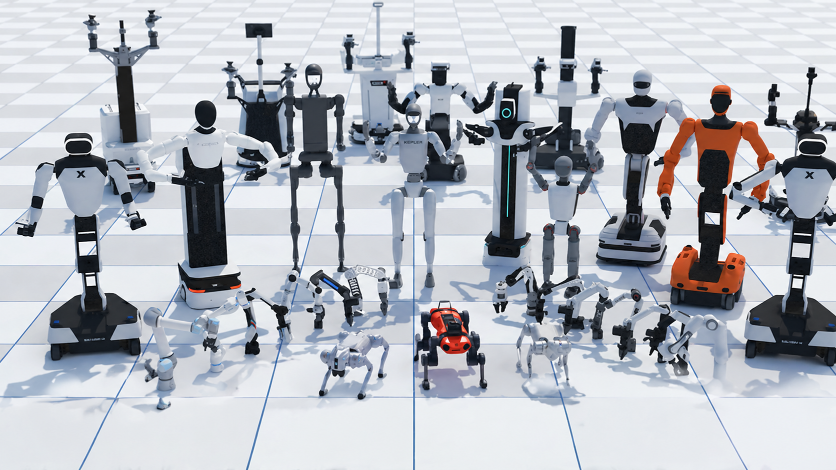 Parallel embodied simulation preview: multi-quadruped rollout on structured terrain